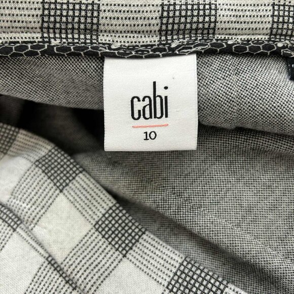 CAbi 5303 Valentina Ponte Knit Skirt Gray Plaid, Faux Wrap, Slit, Size 10 - Picture 3 of 7